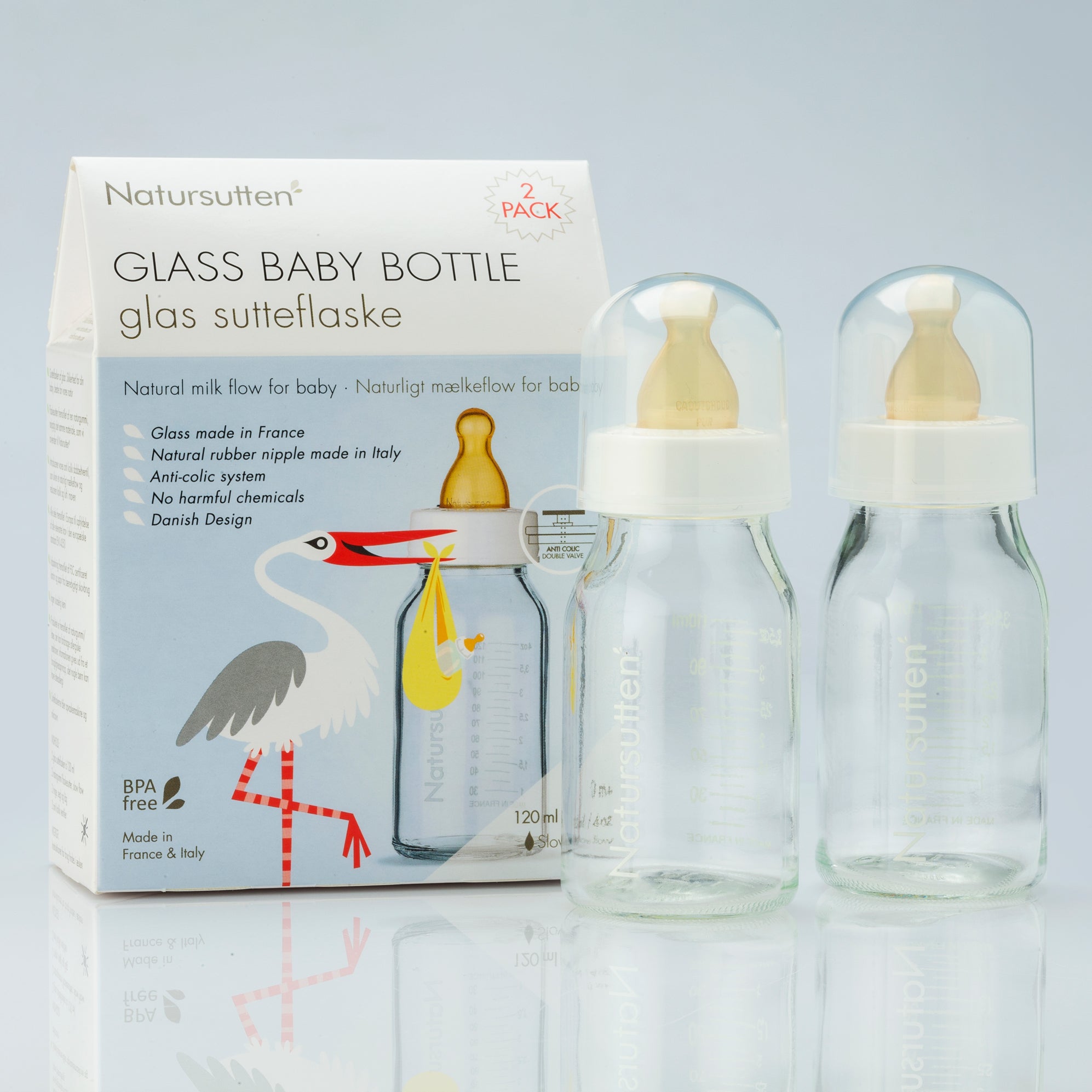 Natursutten Glass Baby Bottle 110ml (2 Pack)