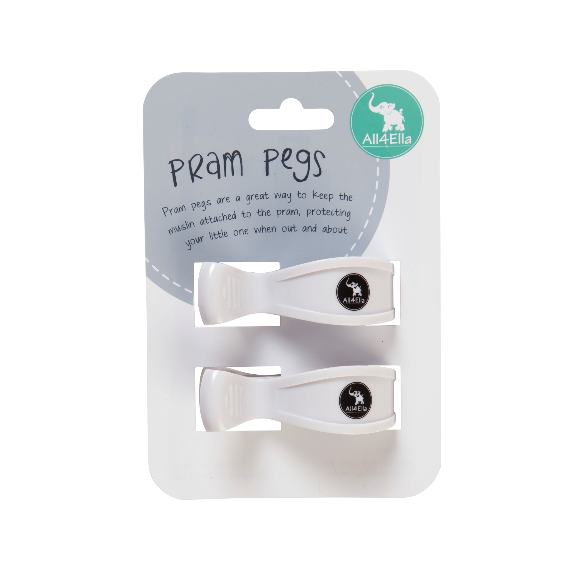 All4Ella Pram Pegs - White