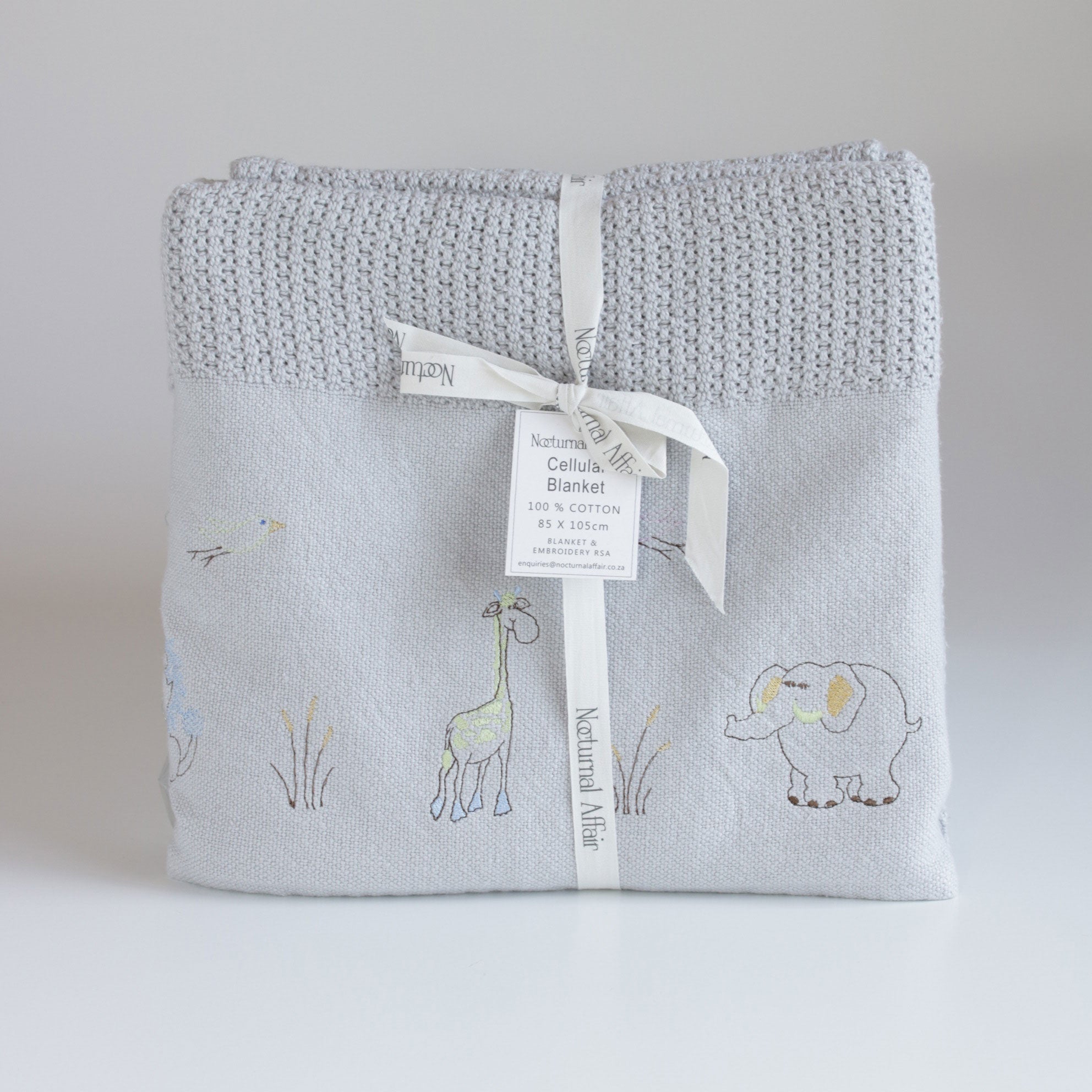 Wild Animals Cellular Baby Blanket - Grey